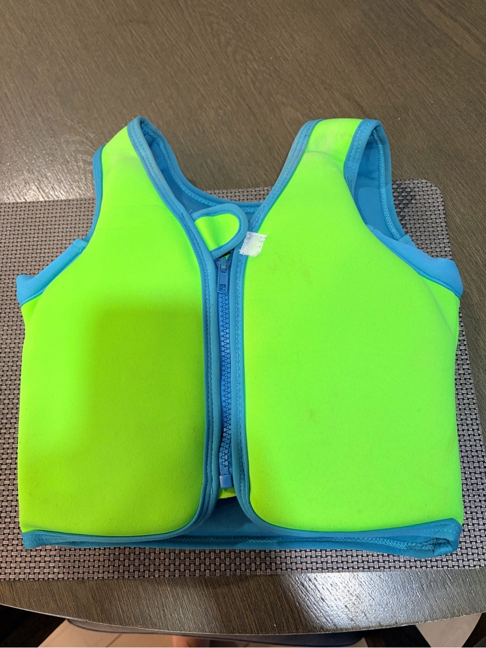 Kids Neon Lime Swim Vest with Blue Trim - Child Floatation Top